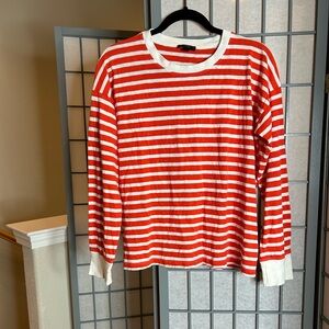 J. Crew Red-Orange and White Striped Top